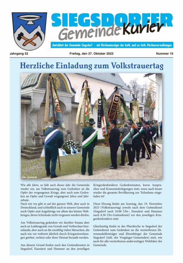 Siegsdorfer Gemeindekurier Titelblatt 10/2023