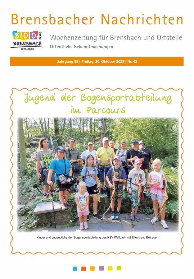 Brensbacher Nachrichten Titelblatt 42/2023