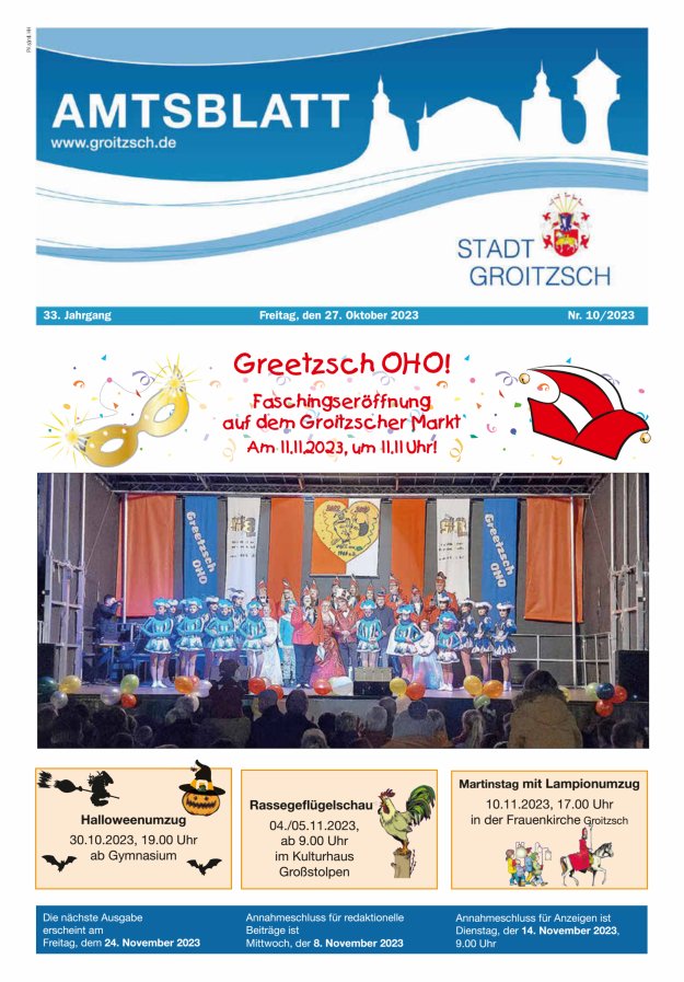 Amtsblatt Stadt Groitzsch Titelblatt 10/2023