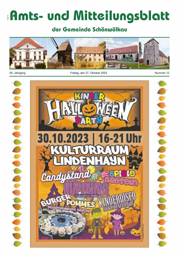 Amts- und Mitteilungsblatt der Gemeinde Schönwölkau Titelblatt 12/2023