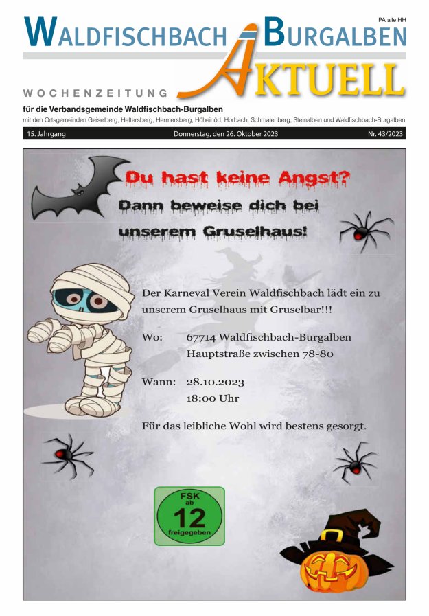 Amtsblatt der Verbandsgemeinde Waldfischbach-Burgalben Titelblatt 43/2023