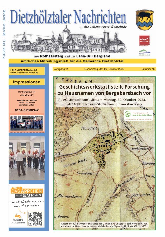 Dietzhölztaler Nachrichten Titelblatt 43/2023