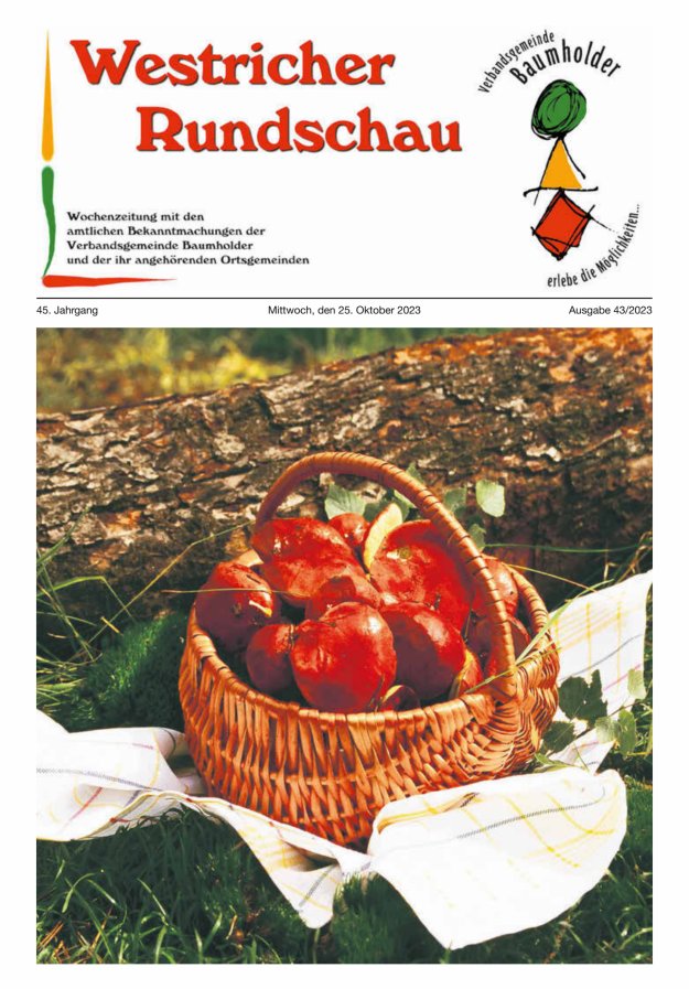 Westricher Rundschau VG Baumholder Titelblatt 43/2023