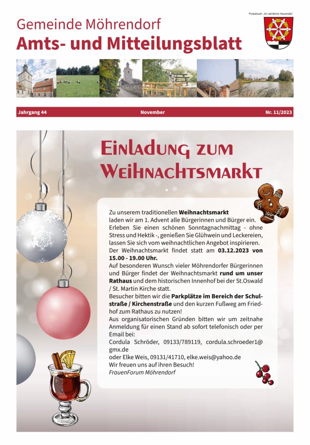Amts- und Mitteilungsblatt Gemeinde Möhrendorf Titelblatt 11/2023