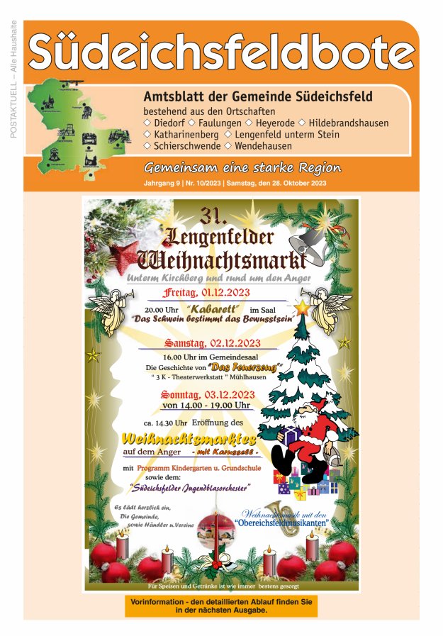 Amtsblatt der Gemeinde Südeichsfeld Titelblatt 10/2023