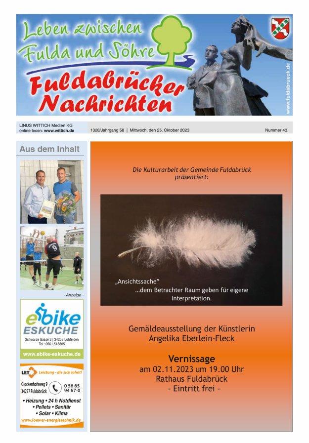 Fuldabrücker Nachrichten Titelblatt 43/2023