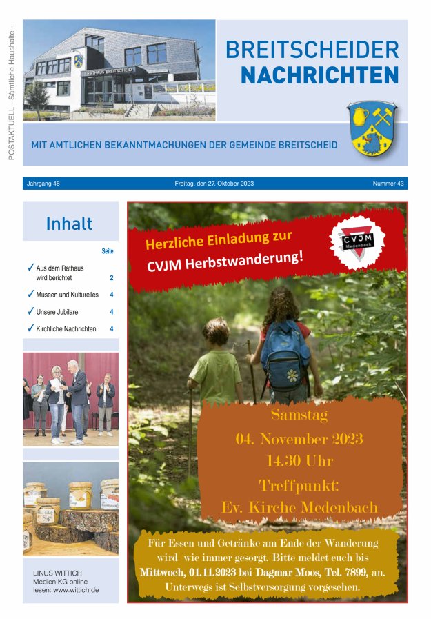 Breitscheider Nachrichten Titelblatt 43/2023