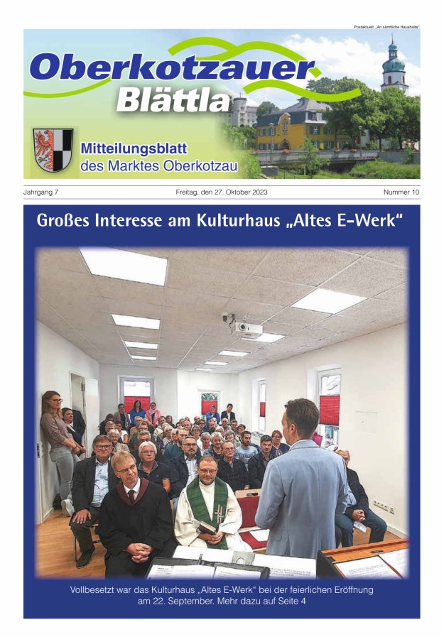 Oberkotzauer Blättla Mitteilungsblatt des Marktes Oberkotzau Titelblatt 10/2023