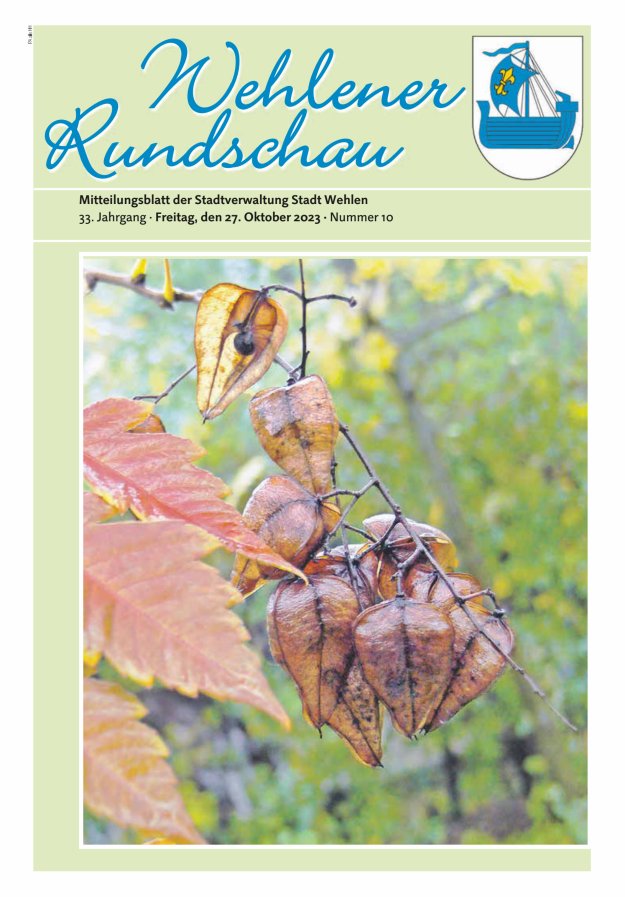 Wehlener Rundschau - Mitteilungsblatt der Stadtverwaltung Stadt Wehlen Titelblatt 10/2023