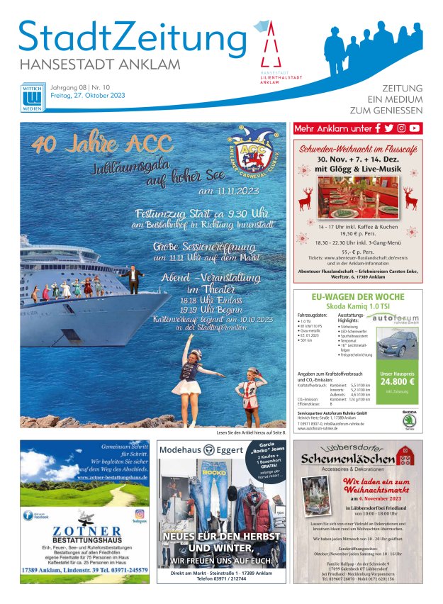 Anklam StadtZeitung Titelblatt 10/2023