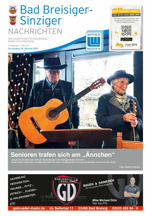 Bad Breisiger-Sinziger Nachrichten Titelblatt 43/2023