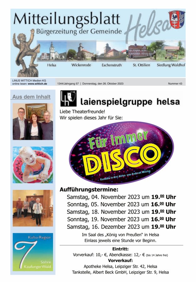 Mitteilungsblatt Helsa Titelblatt 43/2023