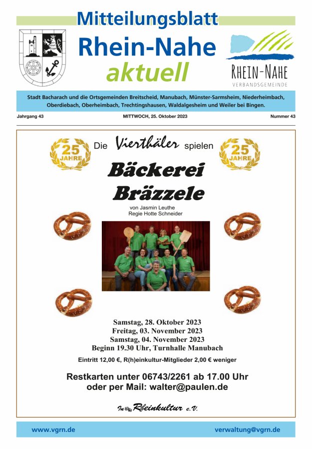 Rhein-Nahe aktuell Titelblatt 43/2023