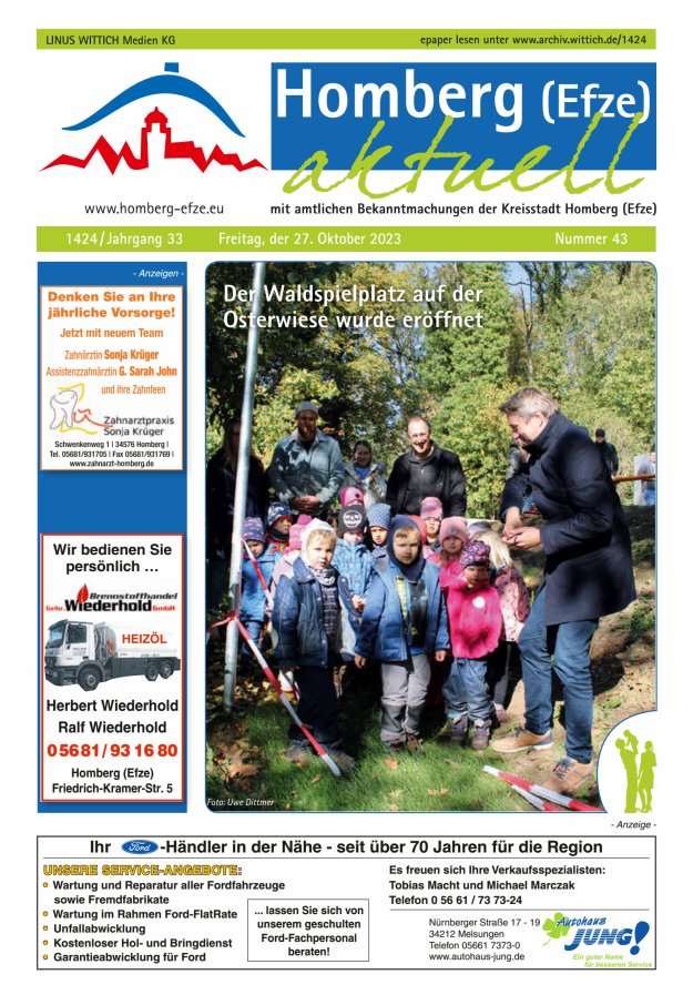 Homberg Efze aktuell Titelblatt 43/2023