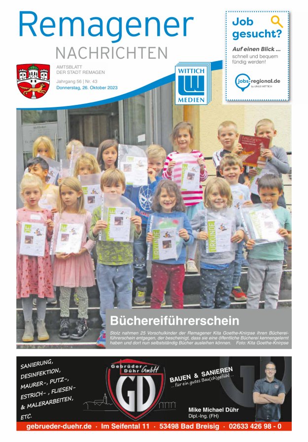 Remagener Nachrichten Titelblatt 43/2023