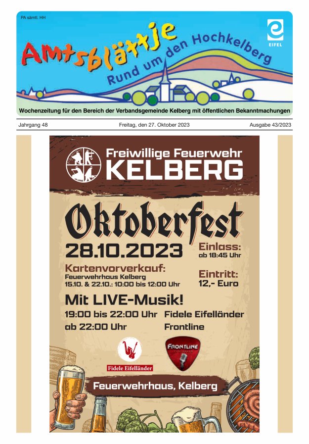 Amtsblättje - Rund um den Hochkelberg Titelblatt 43/2023