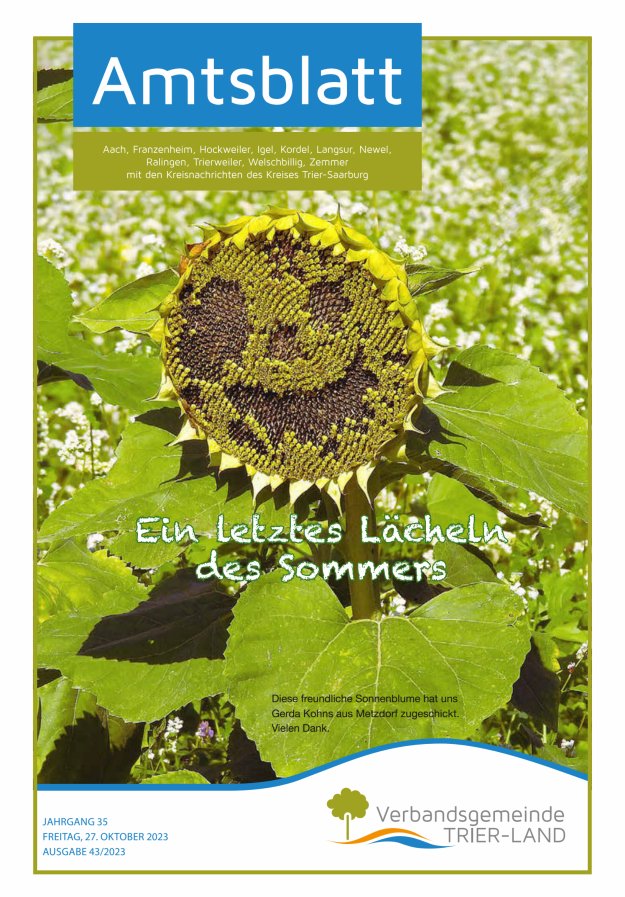 Amtsblatt VG Trier-Land Titelblatt 43/2023