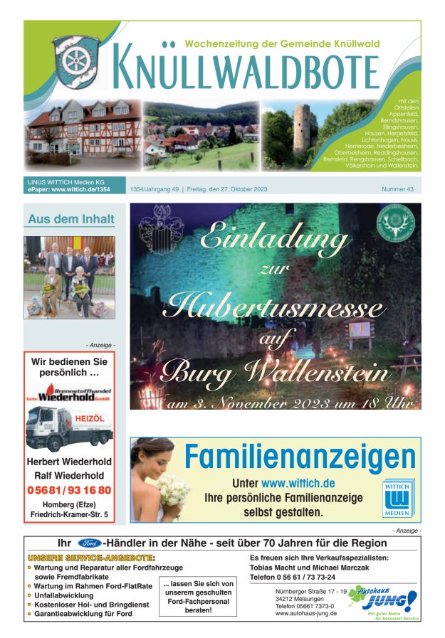 Knüllwaldbote Titelblatt 43/2023