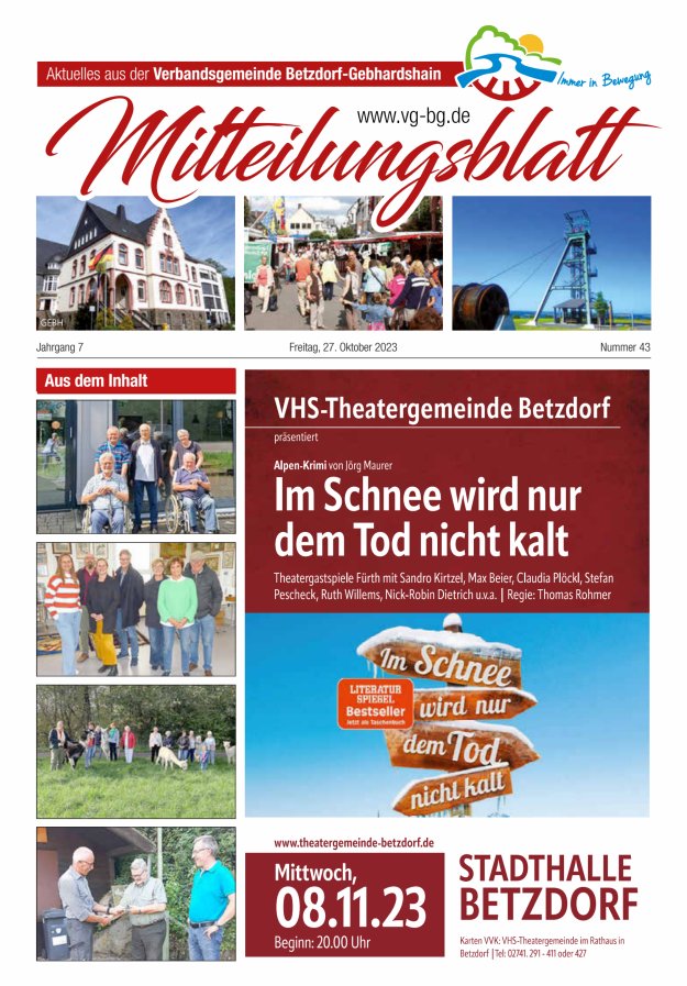 Aktuelles aus der VG Betzdorf-Gebhardshain Ausgabe Gebhardshain Titelblatt 43/2023