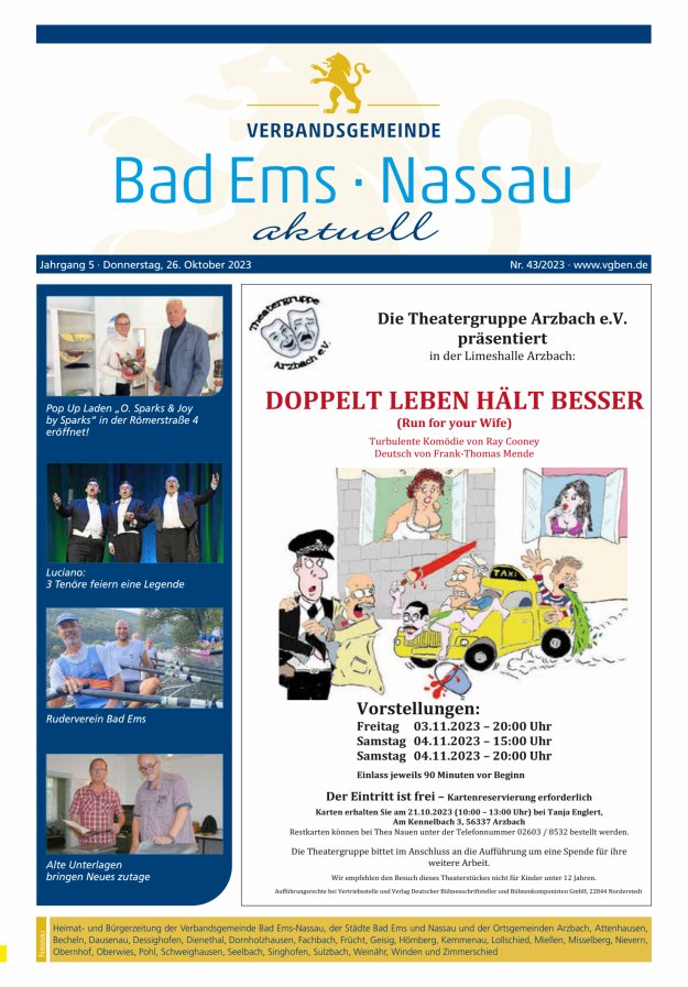Bad Ems-Nassau aktuell Ausgabe Nassau Titelblatt 43/2023