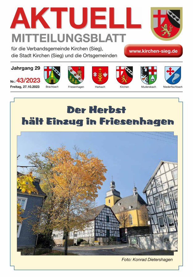 Aktuell - Mitteilungsblatt für die VG Kirchen (Sieg) Titelblatt 43/2023