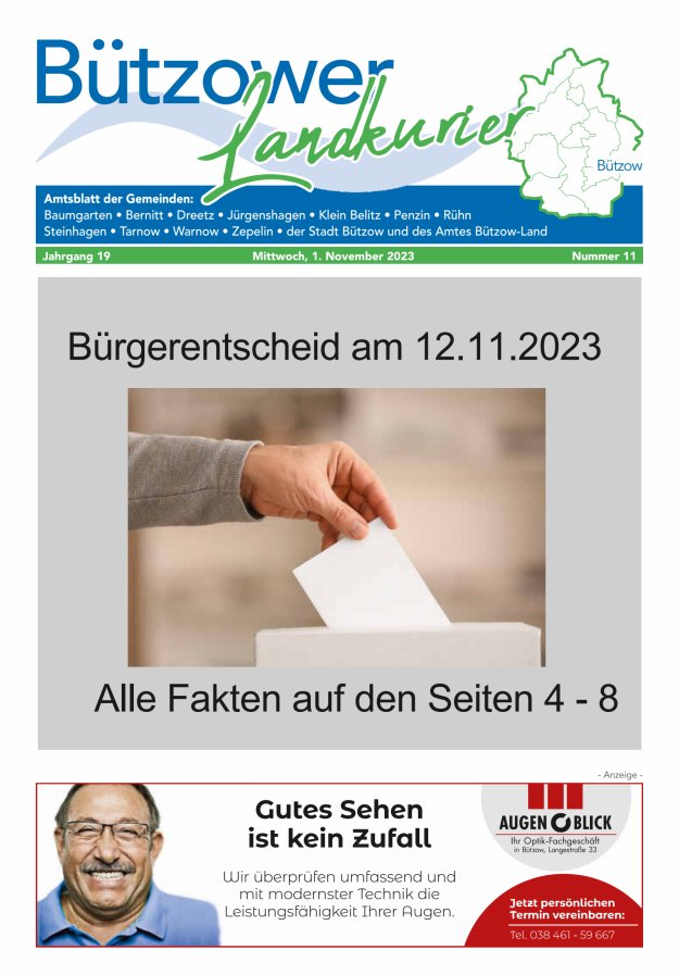 Bützower Landkurier Titelblatt 11/2023
