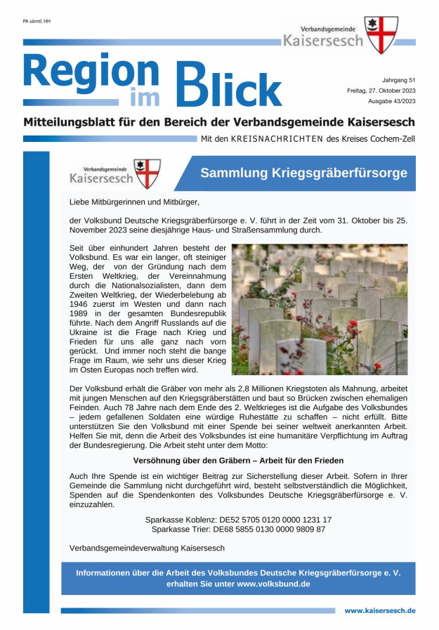 Region im Blick VG Kaisersesch Titelblatt 43/2023
