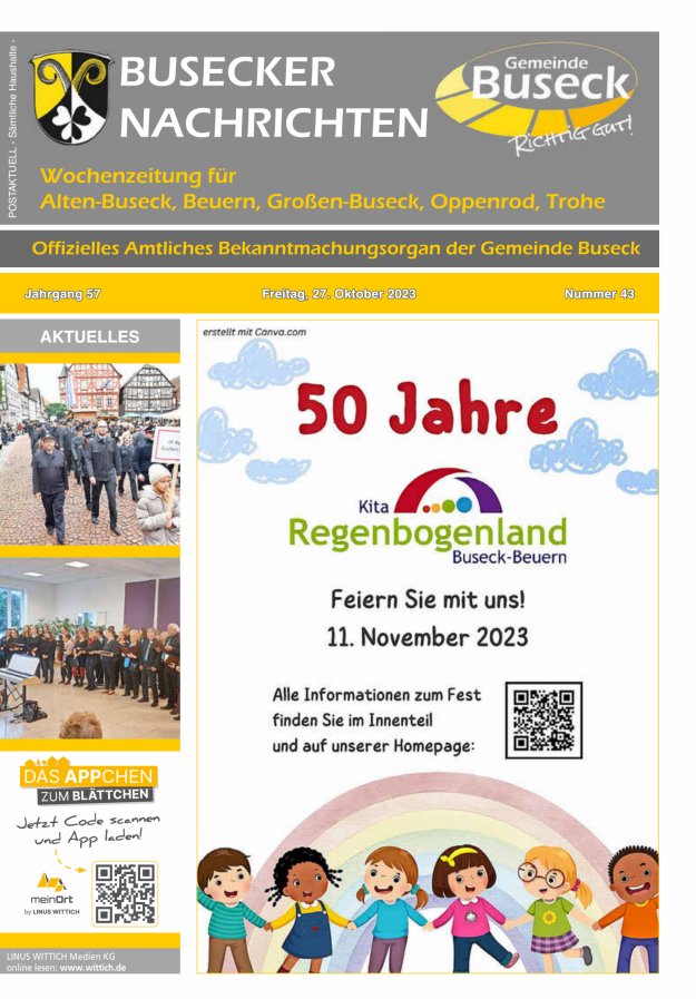 Busecker Nachrichten Titelblatt 43/2023