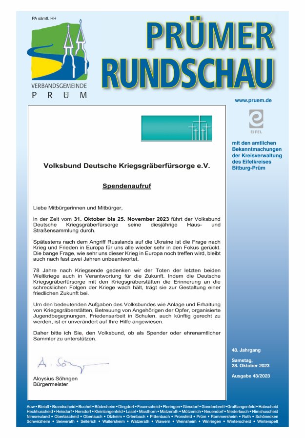 Prümer Rundschau Titelblatt 43/2023