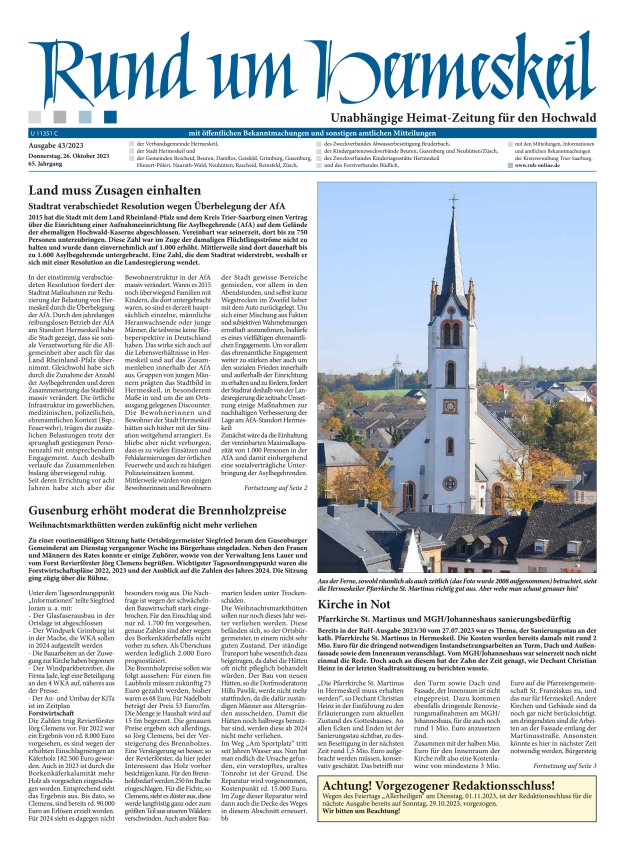 Rund um Hermeskeil Titelblatt 43/2023
