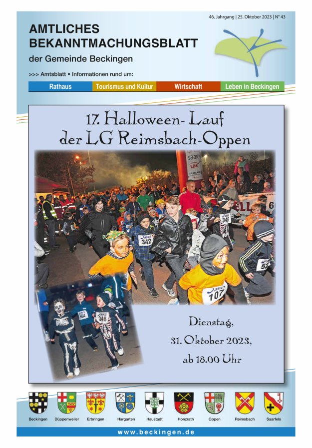 Amtsblatt Beckingen Titelblatt 43/2023