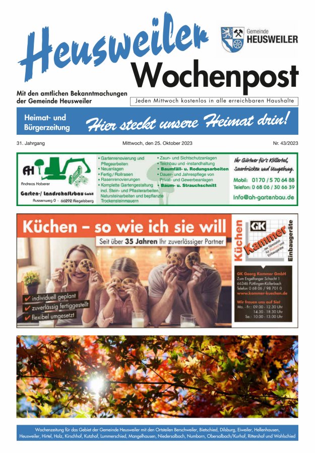 Heusweiler Wochenpost Titelblatt 43/2023