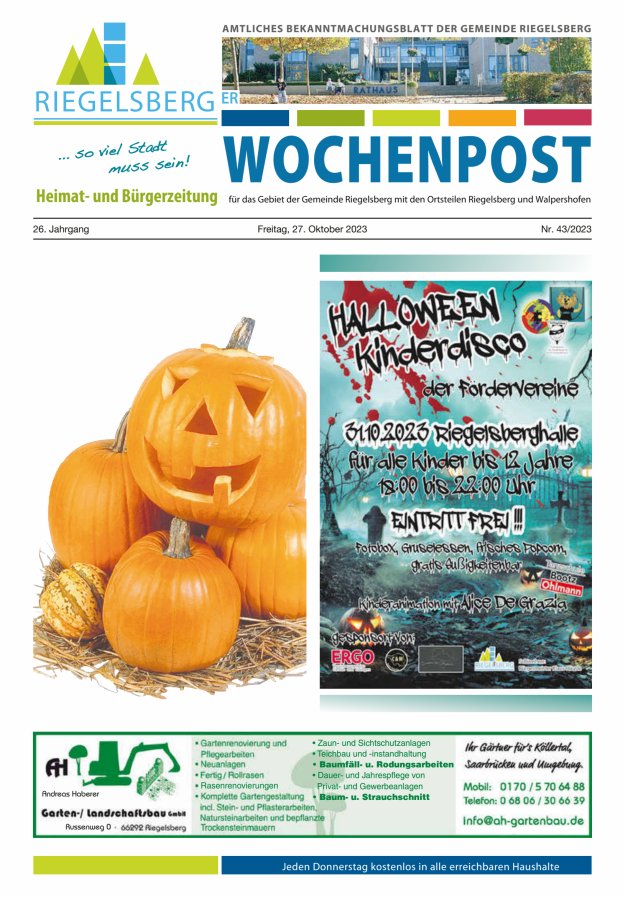 Riegelsberger Wochenpost Titelblatt 43/2023