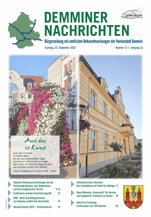 Demminer Nachrichten Titelblatt 13/2023