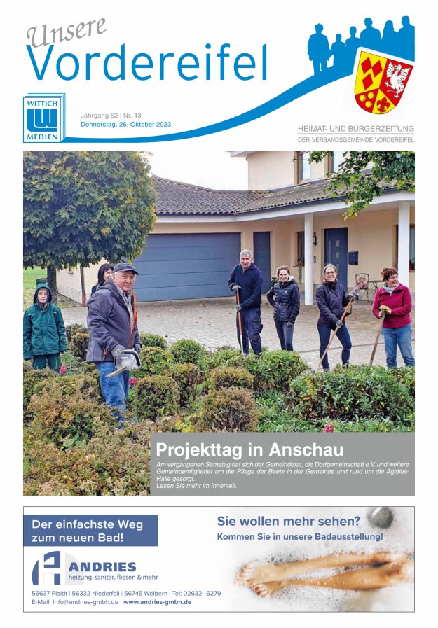Mitteilungsblatt Vordereifel - Heimat- u Bürgerzeitung der VG Vordereifel Titelblatt 43/2023