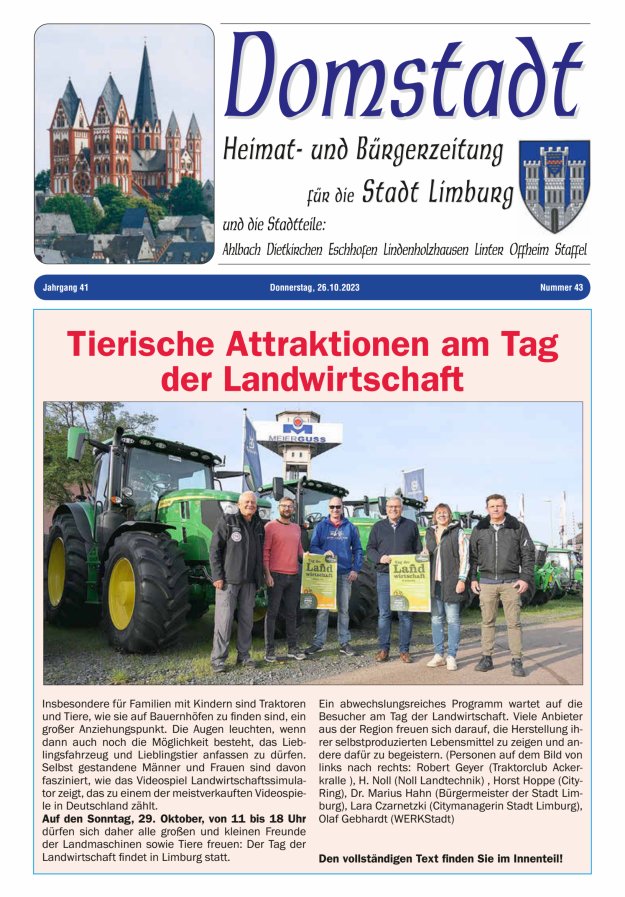 Domstadt - Heimat- und Bürgerzeitung für die Stadt Limburg Titelblatt 43/2023
