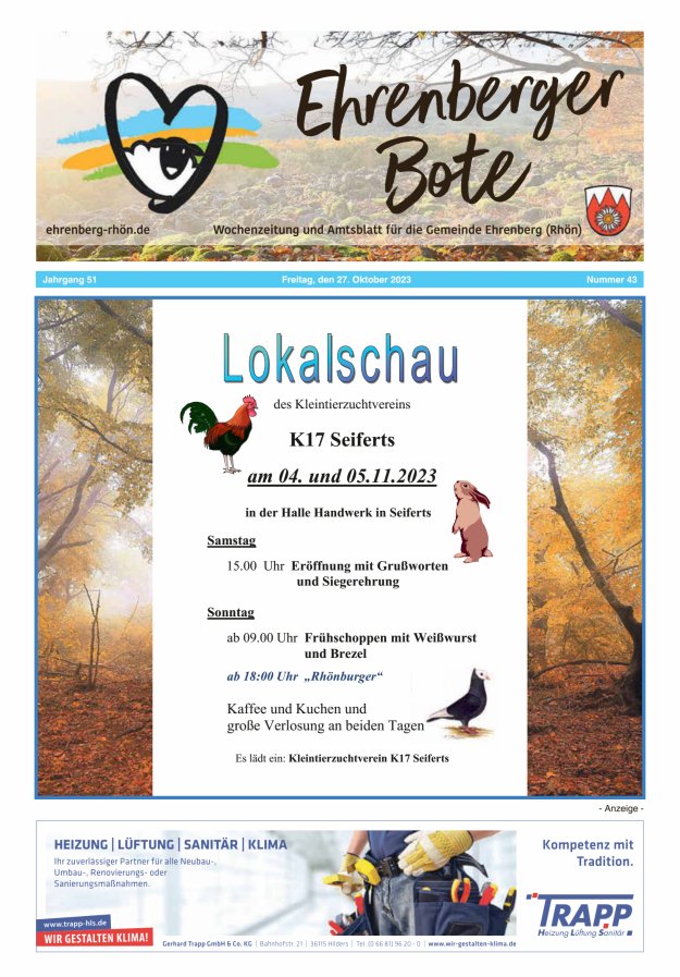 Ehrenberger Bote Titelblatt 43/2023