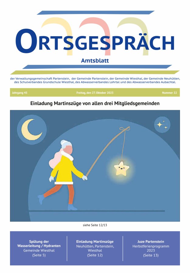 Ortsgespräch - Amtsblatt der VG Partenstein und ihrer Körperschaften Titelblatt 22/2023