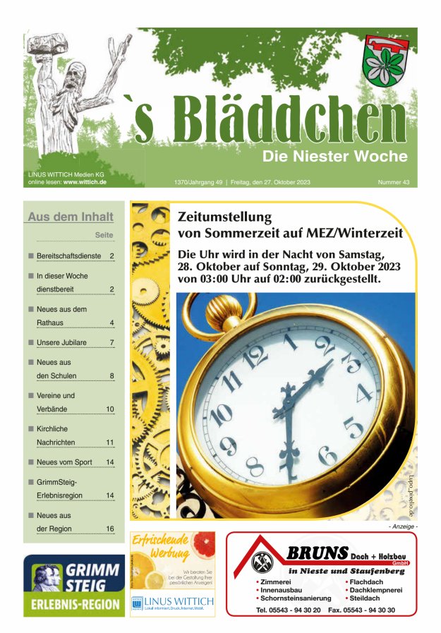 Niester Woche Titelblatt 43/2023