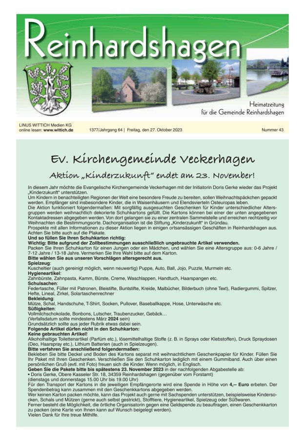 Unser Blättchen Titelblatt 43/2023