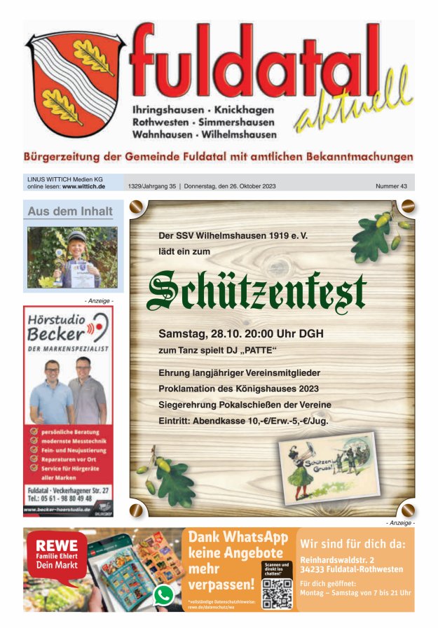 Fuldatal aktuell Titelblatt 43/2023