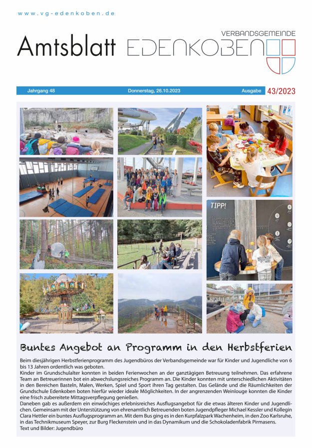 Amtsblatt VG Edenkoben Titelblatt 43/2023