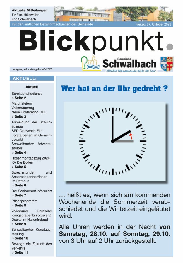 Blickpunkt Schwalbach Titelblatt 43/2023