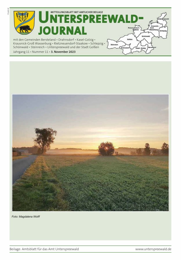 Unterspreewald-Journal Titelblatt 11/2023