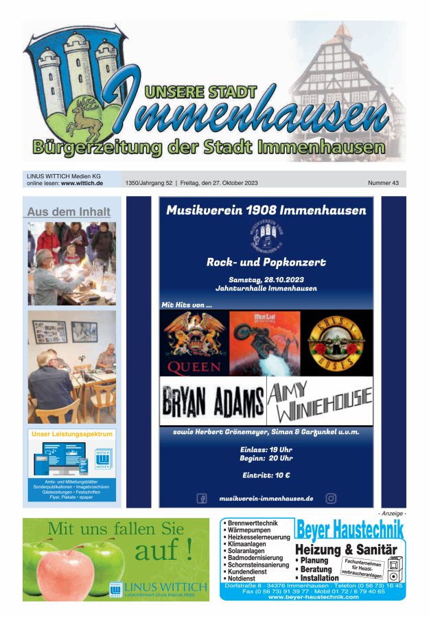 Unsere Stadt Immenhausen Titelblatt 43/2023