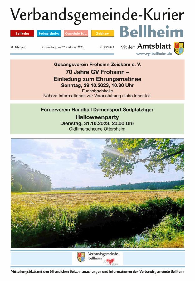 Verbandsgemeinde-Kurier Bellheim Titelblatt 43/2023