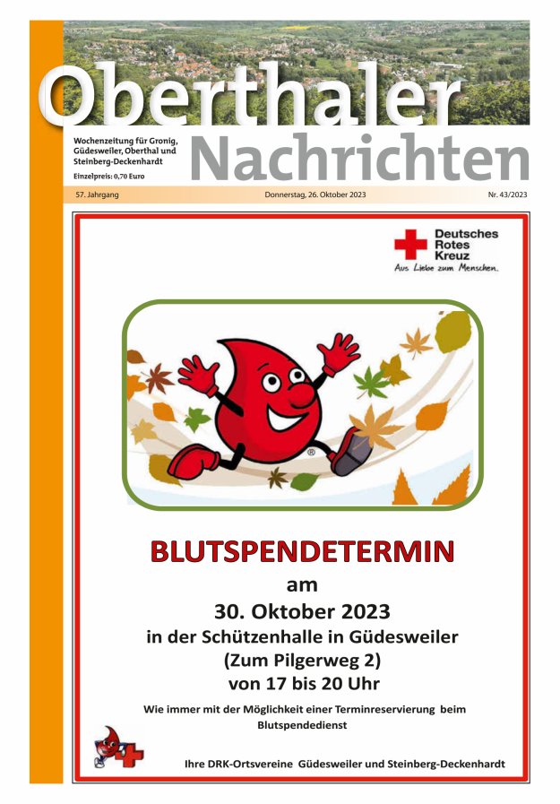 Oberthaler Nachrichten Titelblatt 43/2023