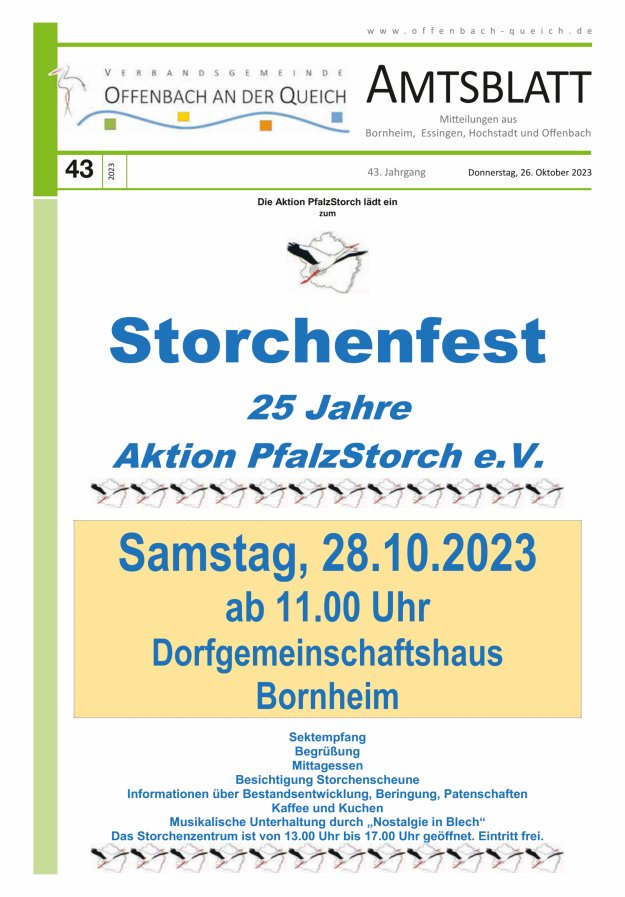 Amtsblatt VG Offenbach an der Queich Titelblatt 43/2023