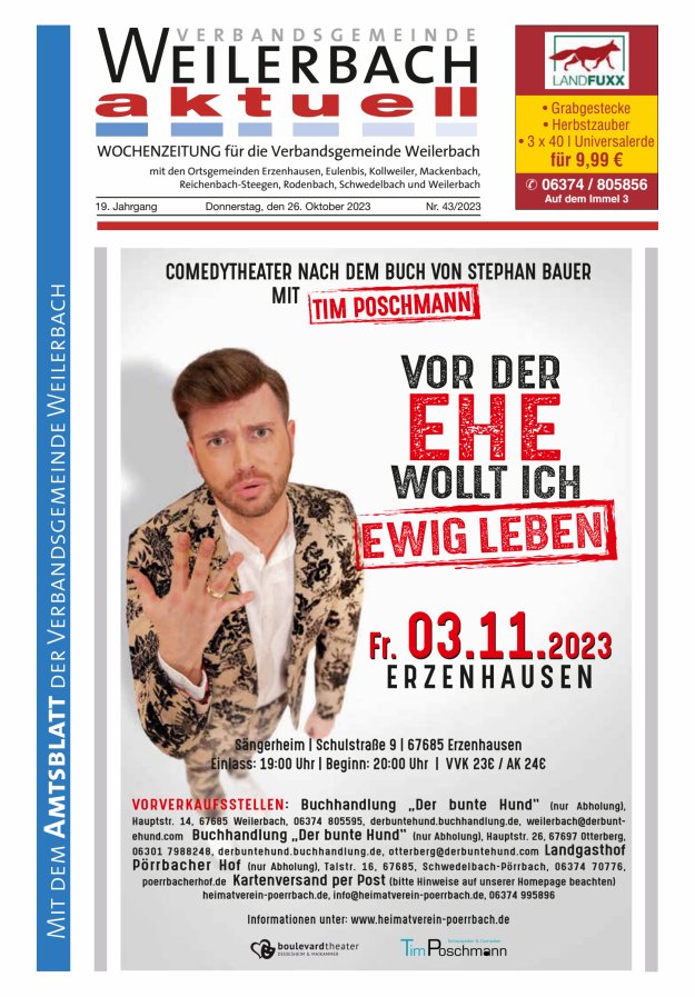 Verbandsgemeinde Weilerbach aktuell Titelblatt 43/2023