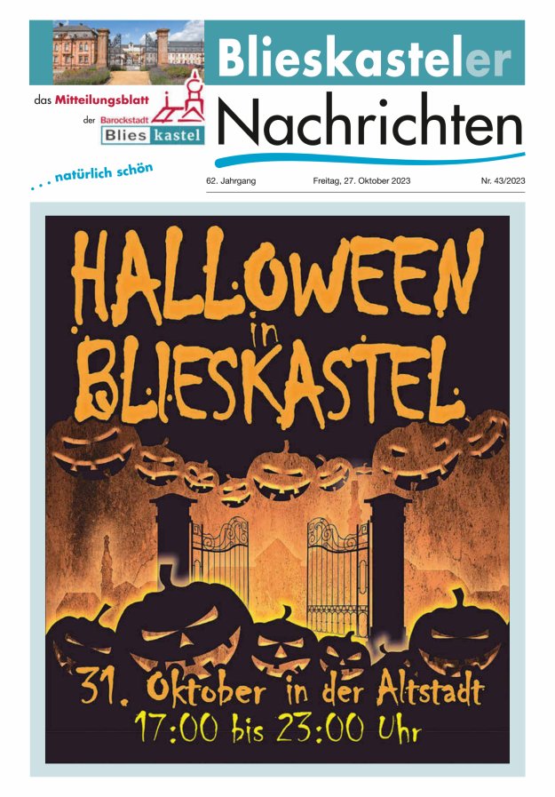 Blieskasteler Nachrichten  Titelblatt 43/2023